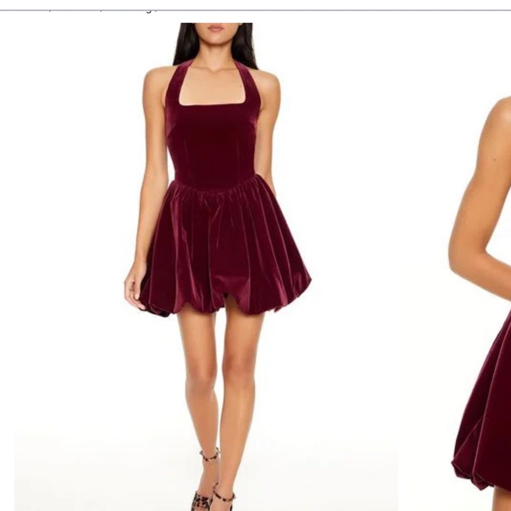 NWT - Elegant Burgundy Halter Dress